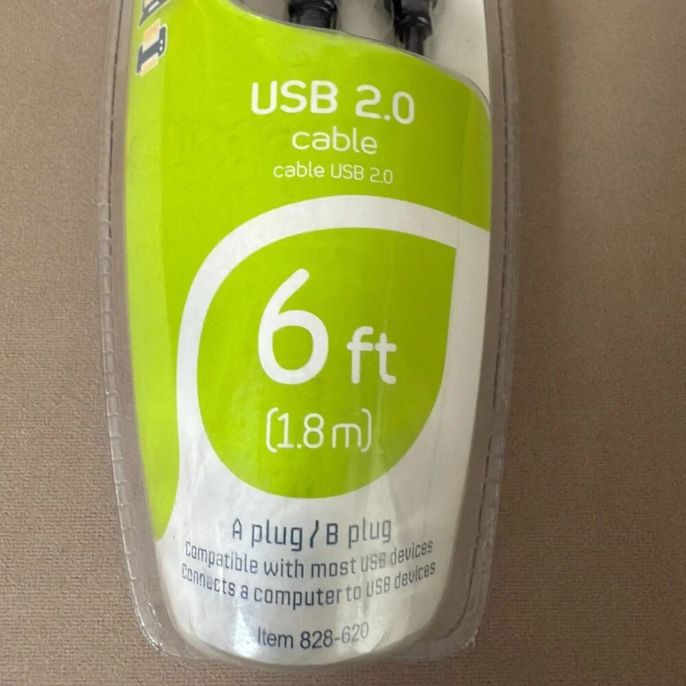 NEW Ativa USB 2.0 Cable 6ft, A to B Plug, Printer Scanner Cord, 480 Mbps